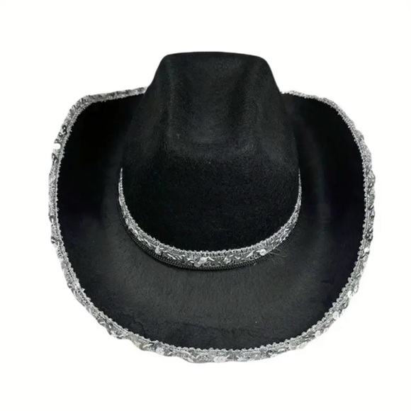 Women's Black Sequin Cowgirl Hat - Picture 2 of 3